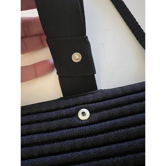 Rothy's convertible shoulder clutch blue black fringe bow bag coquette - Picture 9 of 16